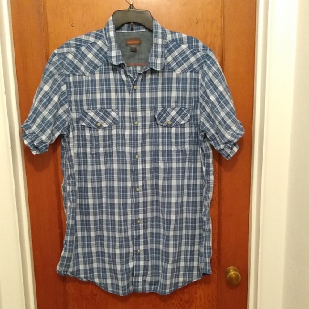 EUC Northwest Territory Men's Blue Plaid Snap-Up Western Style Shirt XLT
